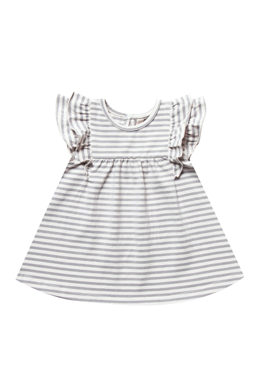 Striped Flutter Dress | Grey
