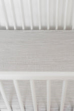 Load image into Gallery viewer, Grey Stripe Cotton Muslin Crib Sheet