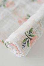 Load image into Gallery viewer, Watercolor Rose Cotton Muslin Swaddle