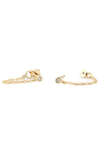 Chain Stud Earrings With Stone
