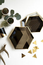 Load image into Gallery viewer, Noir Black Hexagon Small Party Plates