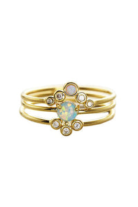Triple Gold & Opal Stackable Rings