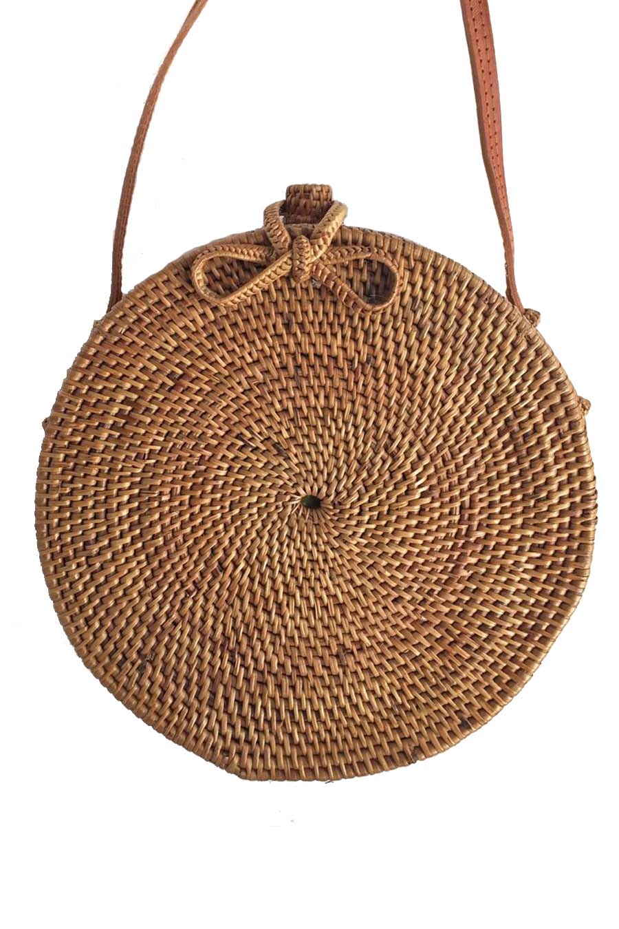 Black Round Woven Bamboo Shoulder Bag or Handbag - Pitch Black | NOVICA
