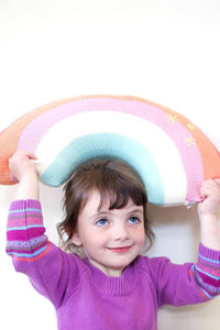 Knit Pink Rainbow Pillow