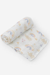 Rainbows & Raindrops Deluxe Muslin Swaddle
