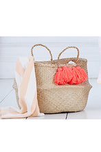 Load image into Gallery viewer, Neon Coral Tassel Basket