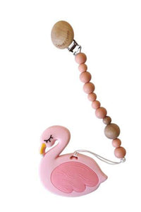 Flamingo Teether + Pacifier Clip
