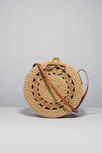 Classic Pattern Round Basket Bag