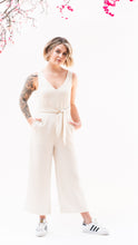 Load image into Gallery viewer, Cream V-Neck Jumpsuit