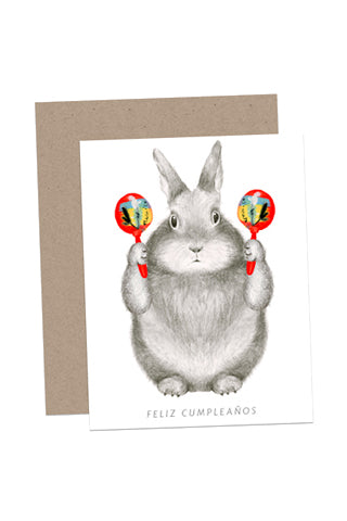 Bunny with Maracas Birthday Card