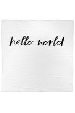 Load image into Gallery viewer, Organic Muslin Swaddle Blanket - &quot;Hello World&quot;