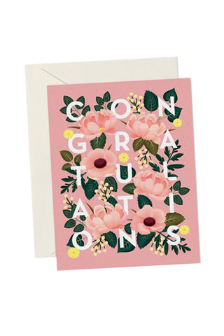 Dusty Pink Floral Congratulations Card