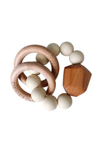 Hayes Silicone + Wood Teether Ring | Cream