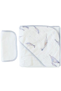 Narwhal Cotton Hooded Towel & Wash Cloth