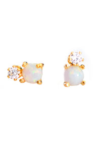 Opal & Diamond Dublet Studs