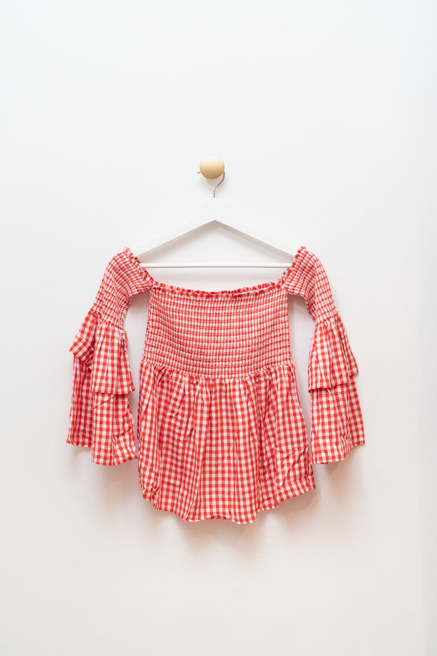 Smock & Roll Gingham Top