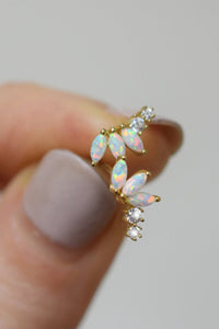Opal & Diamond Twinkling Lotus Studs