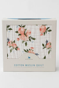 Watercolor Rose Cotton Muslin Quilt