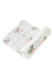 Watercolor Rose Cotton Muslin Swaddle