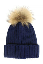 Load image into Gallery viewer, Chunky Rib Beanie w/ Snap Off Pom &amp; Multi Pom
